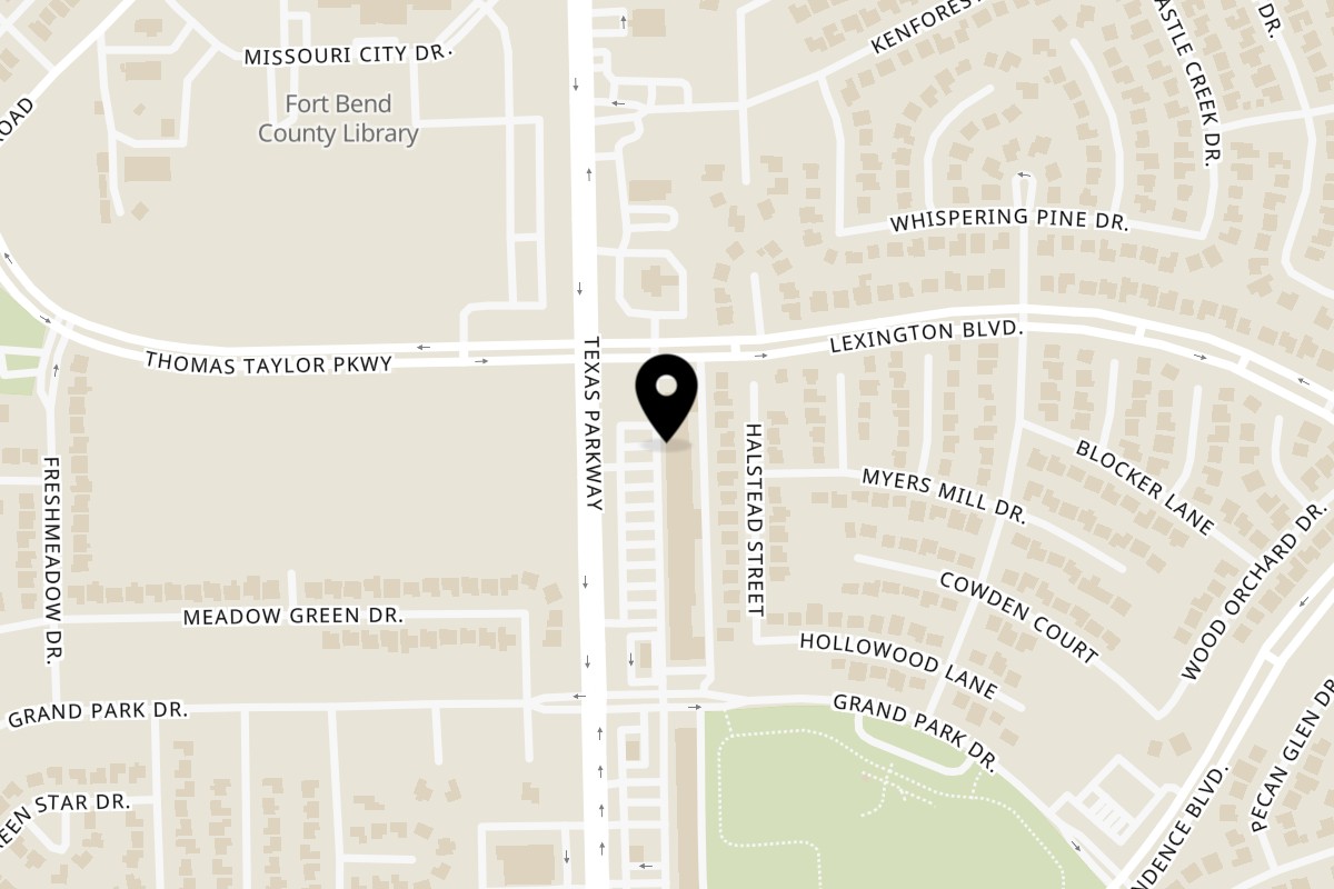 Map showing the location of Philly Boyz Cheesesteaks on 1715 Texas Pkwy in Missouri City